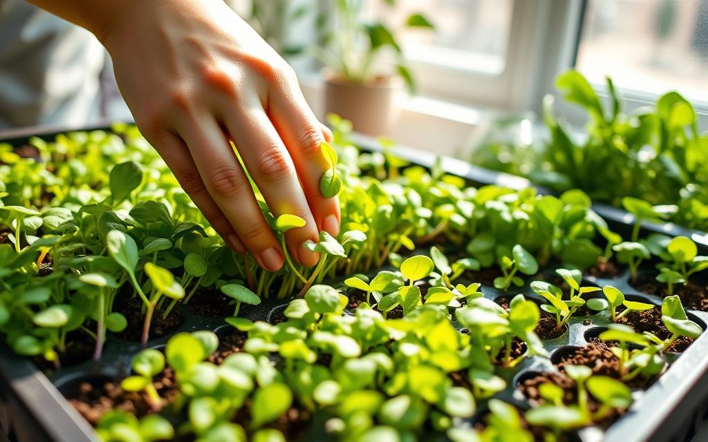 Harvesting microgreens