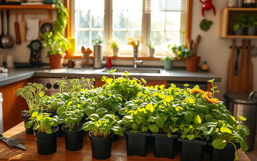 microgreens growing indoors